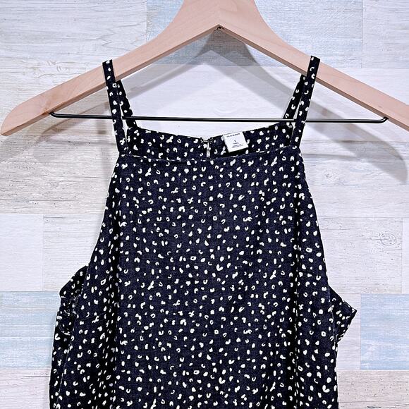 Old Navy Linen Sleeveless Square Neck Shift Dress Black Womens Small Tall ST - Picture 2 of 6